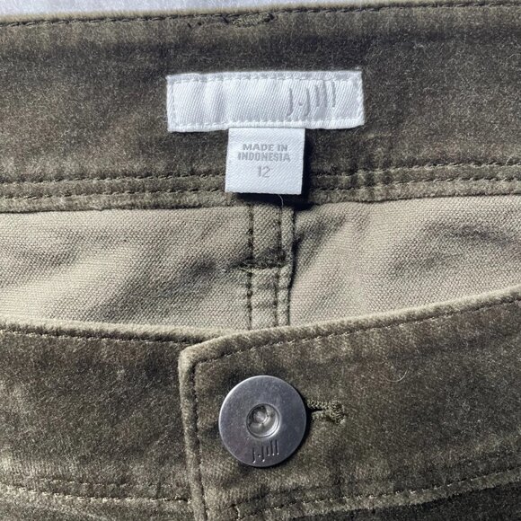 J. Jill Womens Olive Green Flat Front Pocket Velvet Straight Leg Pants Size 12 - Picture 3 of 10